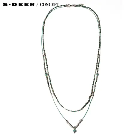 【新品】sdeer圣迪奥女翠绿多材质层次挂坠项链S16384380图片