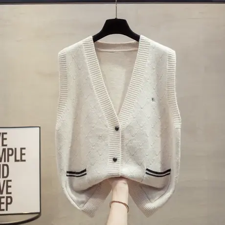 开衫v领针织马甲背心女2025春秋新款宽松外穿马夹外穿毛衣坎肩潮图片