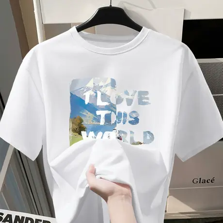 白色纯棉短袖t恤女2025新款爆款夏季小个子宽松显瘦上衣半袖女装商品大图