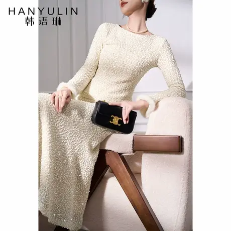 韩语琳长袖衬衫2025新款女轻奢高级感打底衫短款修身亮片套头上衣商品大图