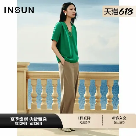 INSUN恩裳夏季三醋酸缎面高级感链条上衣图片