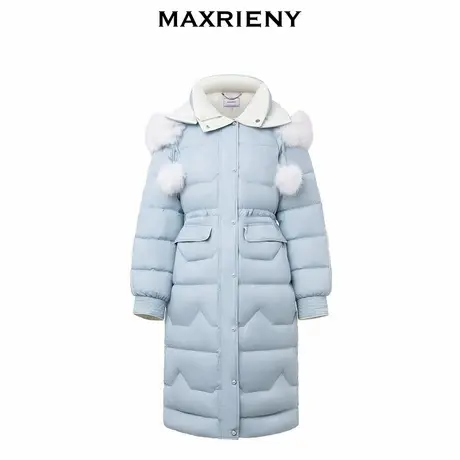 【奥莱】MAXRIENY复古撞色潮流过膝长款羽绒服冬季外套女商品大图