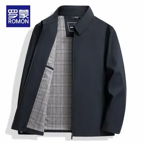 罗蒙男士夹克秋冬季2025新款翻领商务保暖休闲抗皱干部装外套男款图片