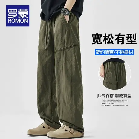 罗蒙软壳冲锋裤男款夏薄款2025新款宽松美式工装裤直筒休闲裤男裤图片