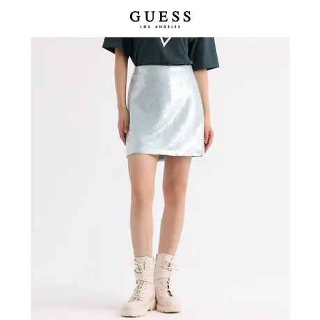 【38上新季】GUESS 女亮片网眼修身高腰包臀半身裙一步裙商品大图