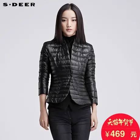 sdeer圣迪奥2018冬装假两件式商务休闲短款轻薄羽绒服女S16482463图片