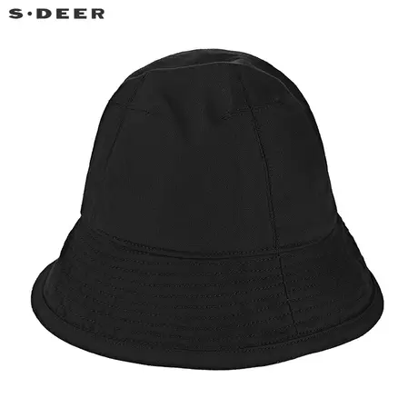 sdeer圣迪奥女装时尚简约纯黑棉麻渔夫帽S18383685图片