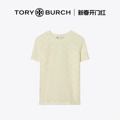 【限时礼遇】TORY BURCH 汤丽柏琦 双T LOGO蕾丝圆领T恤 148460商品大图