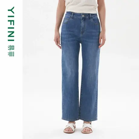 [专柜同款]Yifini/易菲通勤百搭直筒牛仔裤女夏装新款休闲裤图片