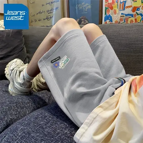 KWV真维斯灰色短裤休闲运动裤子女2024新款爆款宽松女士三分裤子商品大图