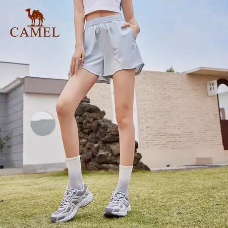 骆驼女装运动短裤2025夏季新款梭织短裤速干透气弹力休闲三分裤商品大图