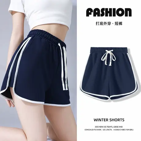 回力休闲运动短裤女夏2025新款外穿宽松百搭撞色a字高腰三分裤Z1商品大图