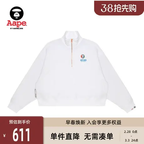 Aape旗舰店女装猿人徽章字母薄绒美式立领卫衣A380XXL图片