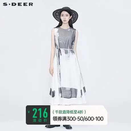 sdeer圣迪奥夏季无袖晕染气质新国风优雅原创连衣裙女S20281253商品大图