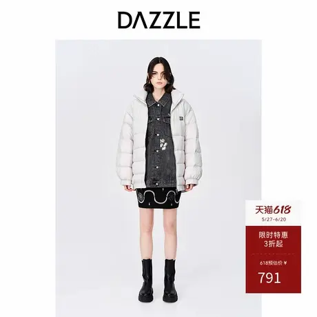 DAZZLE地素奥莱 立领收腰中长显瘦羽绒服外套女2D4K3061D商品大图