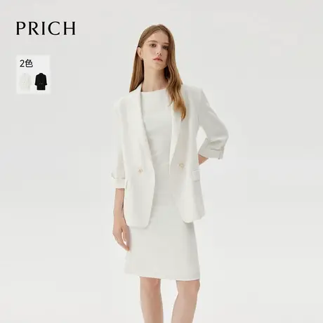 PRICH时尚干练两粒扣职场西装春秋新款深V领七分袖外套女图片
