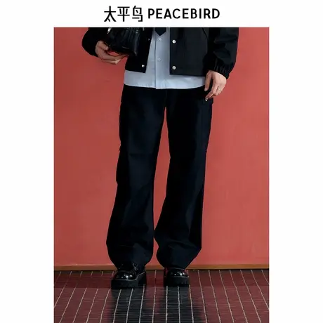 【商场同款】太平鸟男装 潮流伞兵裤黑色工装休闲裤男B2GLF1137图片