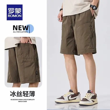 罗蒙冰丝凉感男士休闲短裤夏季薄款宽松大码百搭速干五分裤N1ZN1Z图片
