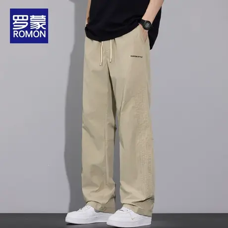 罗蒙男士休闲裤夏季薄款2025新款宽松直筒工装美式百搭长裤子男款图片
