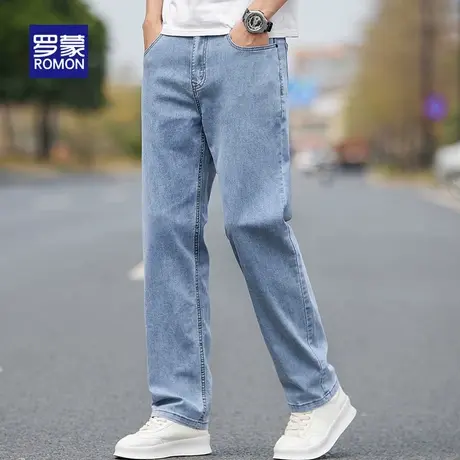 罗蒙天丝牛仔裤男士夏薄款2025新款宽松弹力男裤直筒冰丝休闲长裤图片