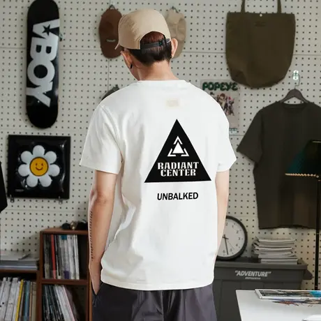 唐狮夏季新款男短袖T恤后背印花宽松圆领上衣内搭潮流打底衫t图片