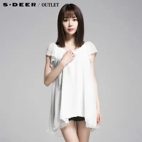 sdeer圣迪奥2014新款夏装雪纺旦角图案飘逸T恤小衫娃娃衫2280148图片