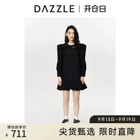 刘雯同款DAZZLE地素奥莱 蝴蝶结泡泡袖娃娃连衣裙2D1O4031A商品大图