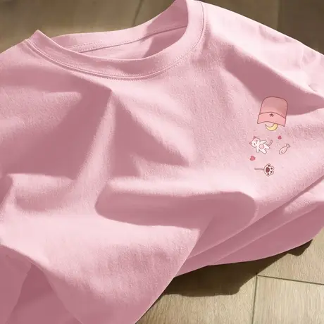 短袖t恤女2025新款爆款夏季小个子情侣款多巴胺穿搭正肩大码上衣商品大图