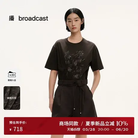 播商场同款圆领宽松印花短袖T恤女25夏日新款显瘦上衣BDS2YD2594商品大图