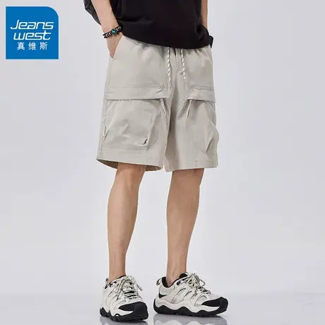 GV真维斯休闲短裤男薄款日系宽松潮牌网眼大口袋个性工装五分裤Z图片
