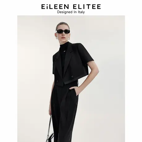 【意大利设计】朗姿短袖高级感女士2024年秋季新款气质薄款短外套商品大图