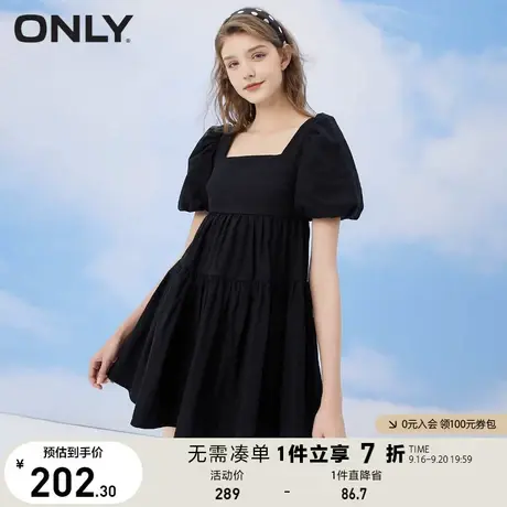 ONLY奥莱春夏时尚高腰显瘦泡泡袖方领短款连衣裙女图片