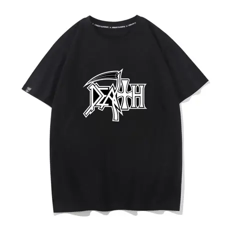 欧美高街暗黑死神镰刀印花短袖T恤男潮牌ins夏季宽松街头嘻哈潮流图片