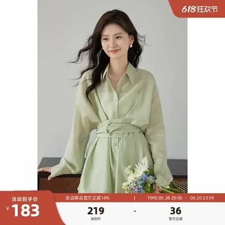 嘉茱莉2025新款天丝防晒衬衫女夏季防晒衣长款上衣法式小众防晒衫商品大图