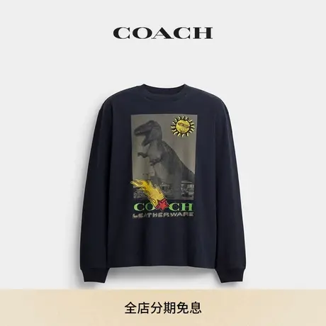 【新品】COACH/蔻驰男女同款拼贴画图案休闲长袖T恤上衣棉质舒适图片