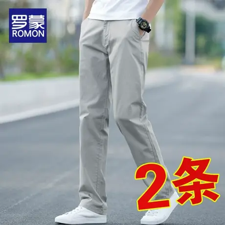 罗蒙休闲裤男士夏季2025新款直筒宽松男裤大码纯棉薄款西装裤子男图片