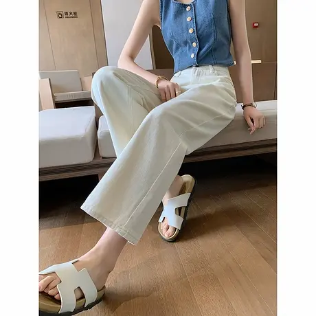 时尚气质牛仔裤2025年夏季新款女高腰通勤显瘦直筒百搭窄版九分裤商品大图