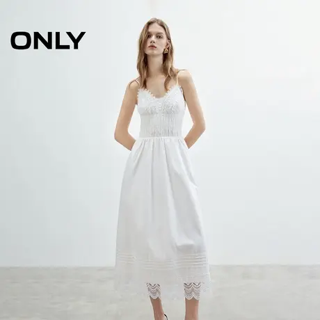 ONLY2025夏季新款浪漫蕾丝吊带收腰实用口袋中长裙小白裙连衣裙女商品大图