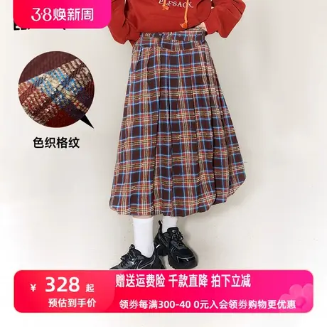 妖精的口袋彩色格子半身裙女2023冬季新款显瘦格纹学院风蓬蓬裙商品大图