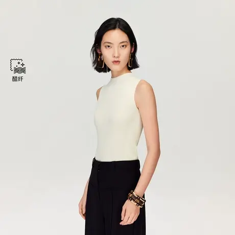 Vero Moda针织背心2025秋季新款半高领无袖纯色上衣百搭325324023商品大图