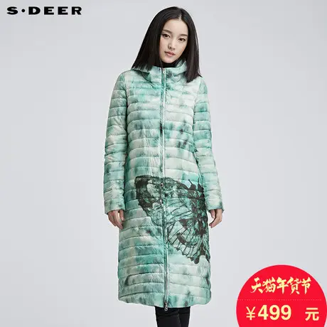 sdeer圣迪奥女装清新色彩调和晕染长款羽绒服S16482457图片
