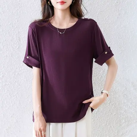 短袖t恤女夏季新款加大码女装宽松中年妈妈气质百搭休闲半袖体恤图片