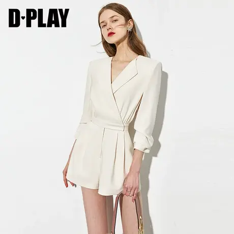 DPLAY夏季新款白色短裤西装套装西装连体裤连体短裤商品大图