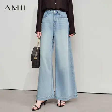 AMII【莱赛尔牛仔裤】2025夏复古怀旧港风宽松直筒阔腿牛仔裤女商品大图