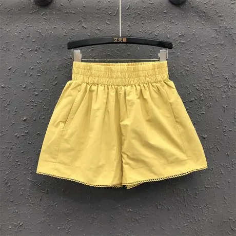 韩版街头休闲短裤女2025夏季新款高腰显瘦宽松外穿松紧腰阔腿热裤商品大图