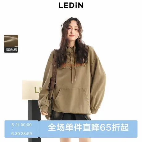 乐町水洗字母蝴蝶卫衣女2024春季新款上衣C2CRE1422商品大图