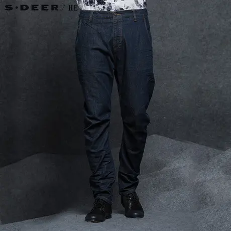 sdeerhe圣迪奥男休闲纯色直筒全面牛仔长裤H15370879图片