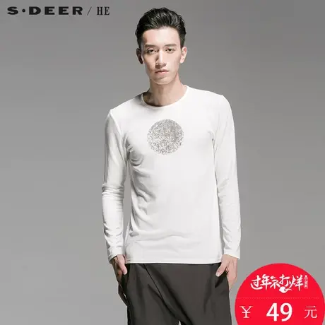 sdeerhe圣迪奥男装休闲印花长袖针织T恤H14470238图片