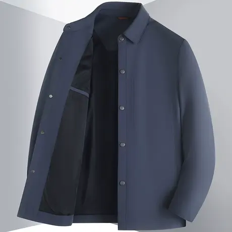 春季薄款开衫男士商务行政衫高端外套夹克衬衫款中年爸爸翻领上衣商品大图