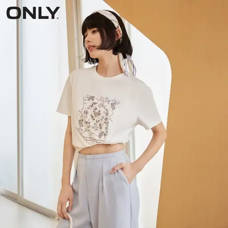 ONLY奥莱夏季时尚简约百搭字母螺纹圆领短袖T恤女商品大图